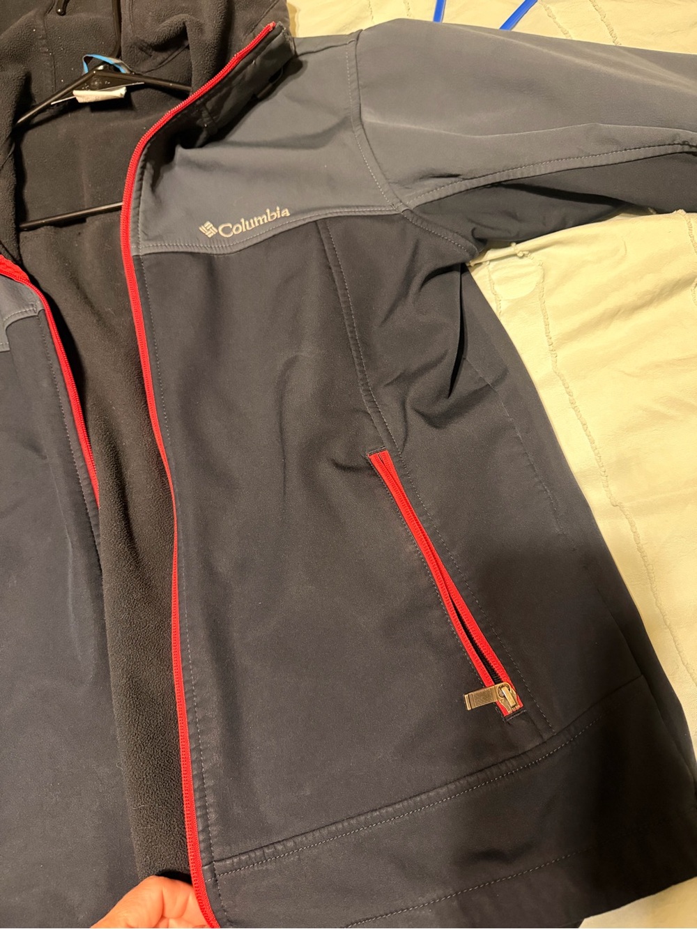 Columbia black and Gray softshell with Red Trim